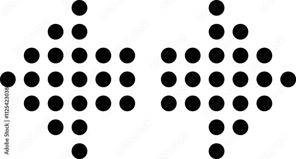 Poster two black diamond shapes are created using a pattern of circles, evoking a sense of symmetry and mod