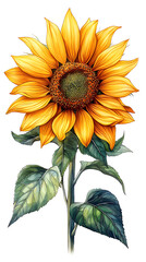 Naklejka premium Art vibrant sunflower botanical illustration nature high resolution hd picture
