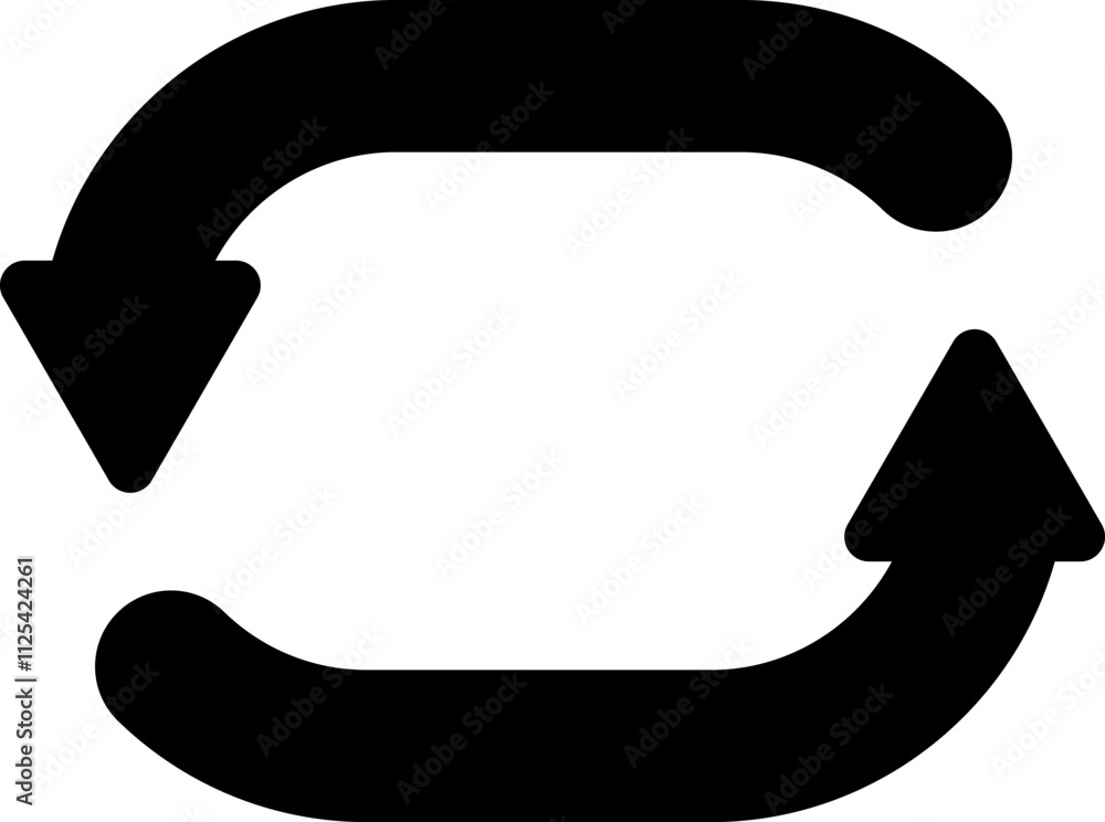 Poster two curved black arrows rotating in a circular motion, representing a continuous process and embodyi