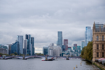 London skyline on an overcast day in Central London