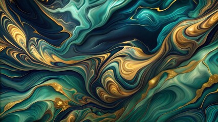 Obraz premium Gold and teal fluid marble pattern