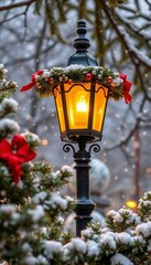 Winter Lantern with Candy Canes and Ribbon