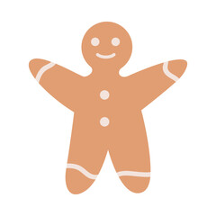 Gingerbread man dressed in festive holiday.Christmas gingerbread.Vector illustration.Isolated on white background.