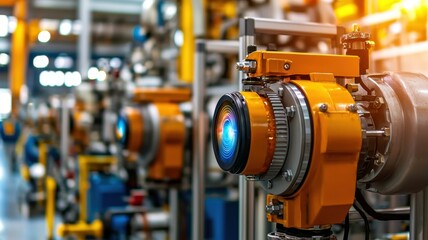 Obraz premium High-tech machinery in a modern factory showcasing the details of advanced industrial equipment.