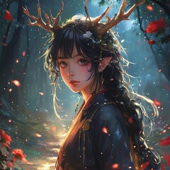 Relaxed Anime Girl with Coffee in a Cozy Caf&eacute; Setting