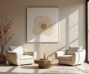 Elegant living space with armchairs and artwork