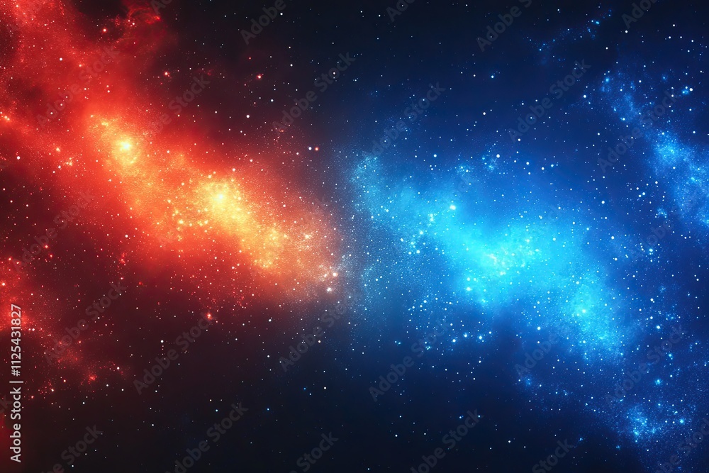 Poster abstract background in blue and red neon glow colors. speed of light in the galaxy. explosion in the
