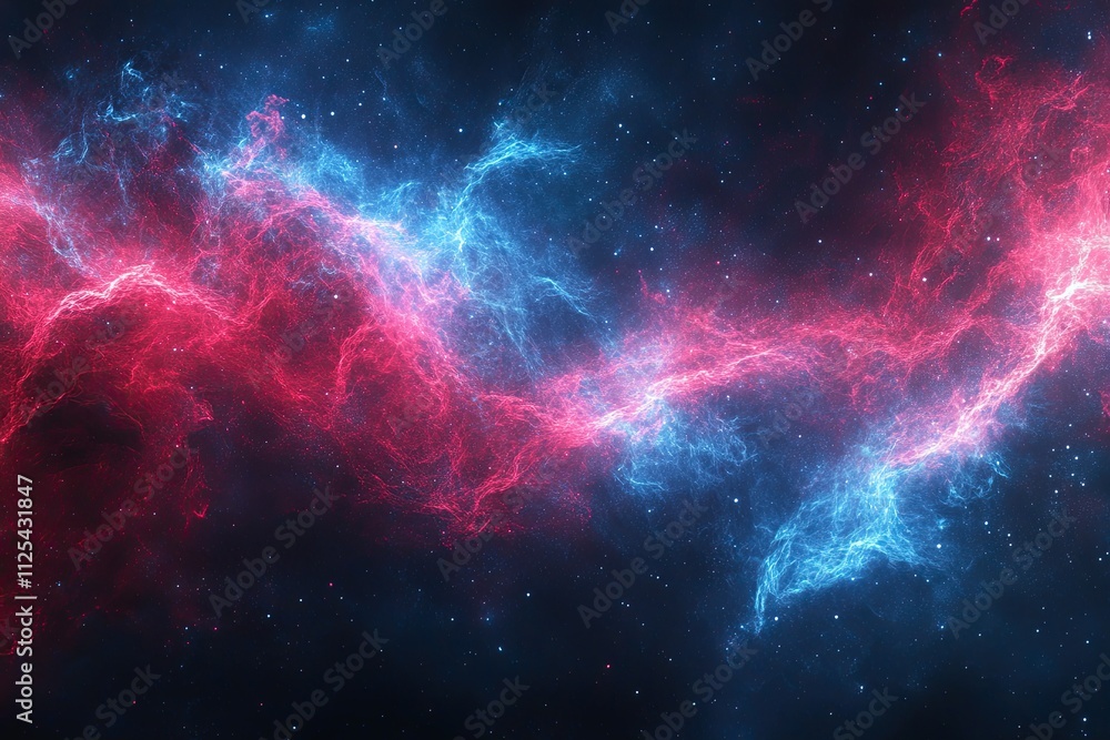 Poster abstract background in blue and red neon glow colors. speed of light in the galaxy. explosion in the