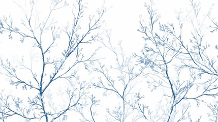 Fototapeta premium Snow-covered branches on white background. winter frost pattern with natural texture. Frosted. Illustration