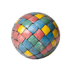 Obraz premium Colorful Woven Ball Vintage Toy for Playful Design and Sensory Play