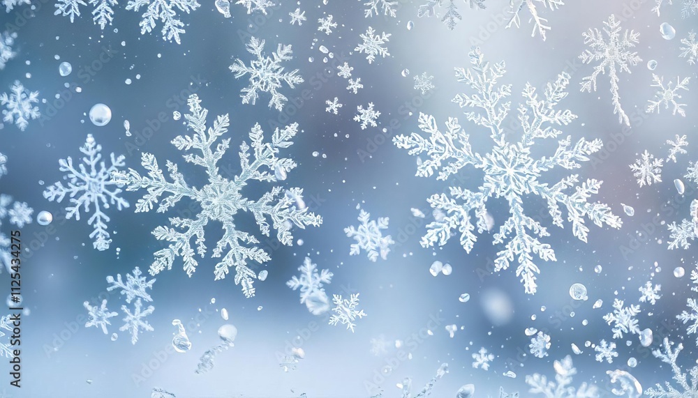 Poster detailed snowflake patterns on a winter window