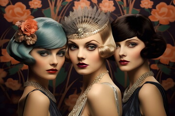 Obraz premium portrait of three art deco woman