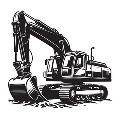 Excavator silhouette vector illustration