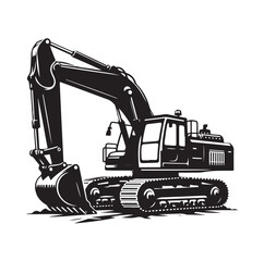 Excavator silhouette vector illustration