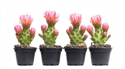 Blooming Pink Cactus Flowers in Pots: Vibrant Desert Plants