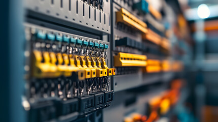 A close-up of precision tools used in electrical panel assembly.