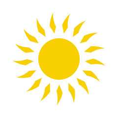 Abstract sun icon. Symbol of summer or rest, warmth and light. Stylized sun with rays, attribute of good weather or mood.