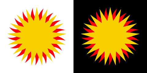 Abstract sun icon. Symbol of summer or rest, warmth and light. Stylized sun with rays, attribute of good weather or mood.