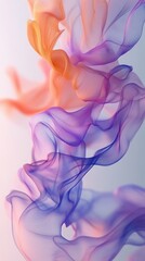 Fototapeta premium Soft, flowing waves of watercolor blend create a minimalist background in a soothing palette of purple and orange hues, ideal for phone wallpaper