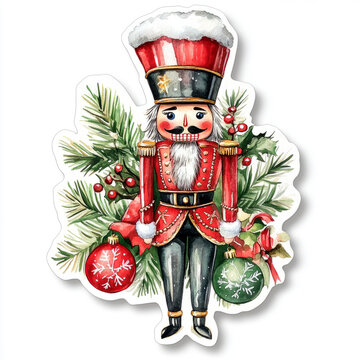 watercolor nutcracker christmas ornament clip art preview