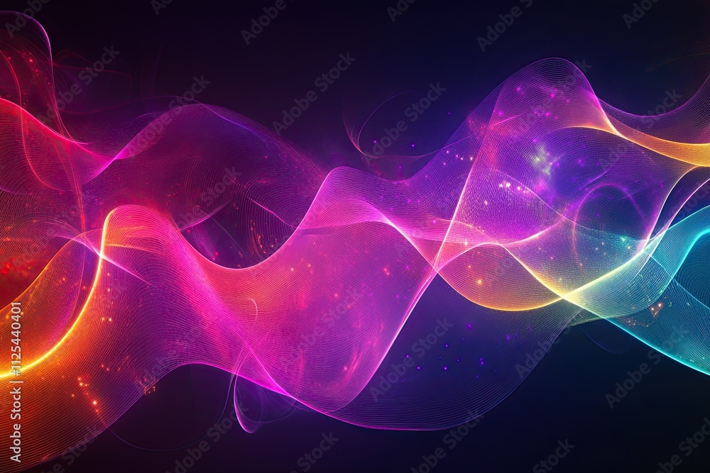 Poster abstract waves form glowing in the ultraviolet spectrum. background for banner, backdrop or texture