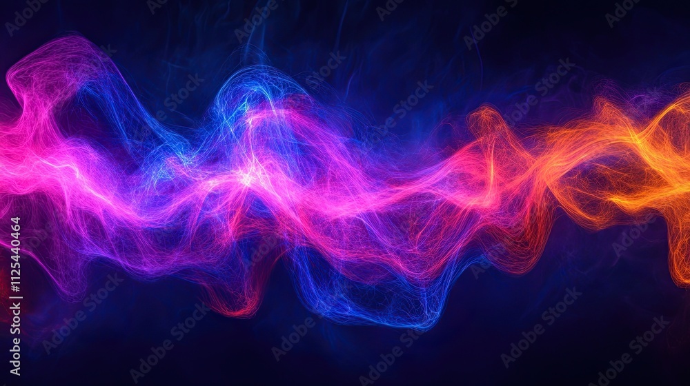 Poster abstract waves form glowing in the ultraviolet spectrum. background for banner, backdrop or texture