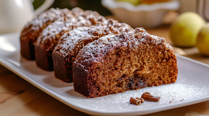 Plum cake with spiced cinnamon flavor.