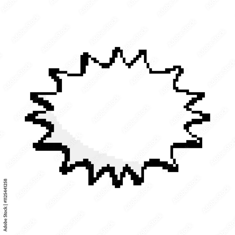 Poster dialogue box pixel icon. pixel chat speech bubble for text. empty pixelated blank dialogue. 8 bit re