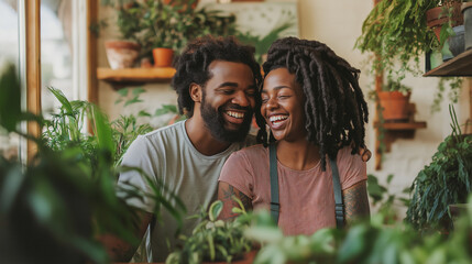 Close-up of the couple holding each other tightly in a cozy living room, surrounded by warm lighting and vibrant decor creating an intimate atmosphere