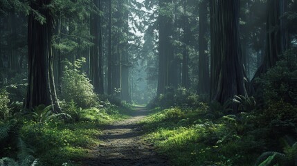 Fototapeta premium Misty forest path.
