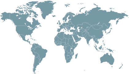 World map. Grey modern vector map. Silhouette map