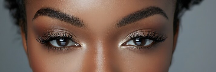 Naklejka premium Close-up of african female young adult showcasing beautiful eyes and makeup