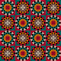 Pattern with crochet granny square wallpaper handmade decorative art design print