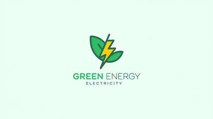 Green energy minimalistic logo a stylized leaf elegantly intertwined with a lightning bolt, eco-friendliness illustration generative ai