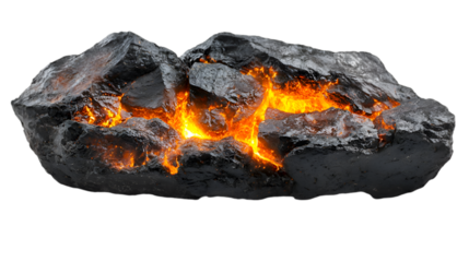 Glowing Lava Rocks and Fiery Landscape from Volcanic Eruption Natural Phenomenon