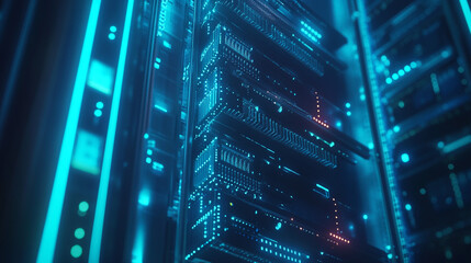 Futuristic Data Center  Server Rack  Network  Technology  Digital  Cloud Computing  Cyber