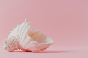 Beautiful seashell on a pink background