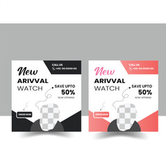Social media square post template design for smart watch sale