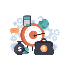 Finances concept icon illustration. Investments, financial success and money growth. Money increasing concept. Vector illustration.
