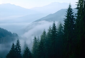 Obraz premium misty morning in the mountains