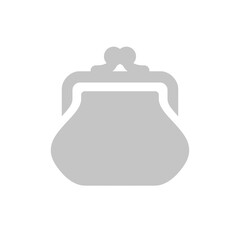 Old wallet icon. Attribute of money or wealth. Women's wallet. Sign of payment, purchase or cost. Pictogram of price, amount or savings. Symbol of history, rarity or finance.