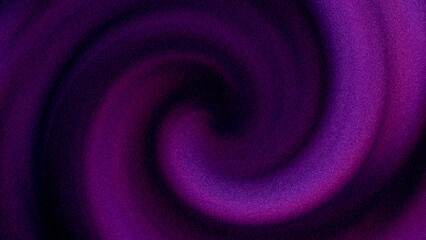 Grainy glow and dark gradient abstract background. Swirling spiral shape in bright pink, purple, violet, amethyst, lavender color on black backdrop. Retro futuristic ultraviolet vortex. Grunge texture