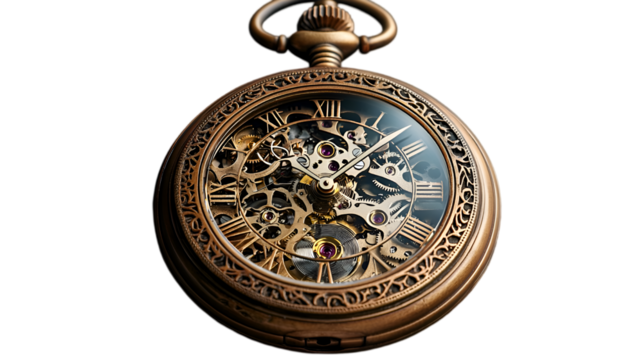 Vintage Pocket Watch with Intricate Mechanical Gears and Timeless Elegance