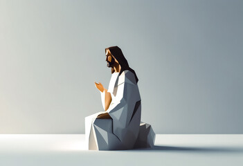 jesus against light background with space for text