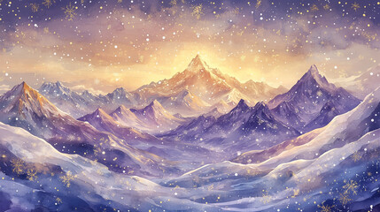 Serene garden with wisteria tree and benches in soft colors  