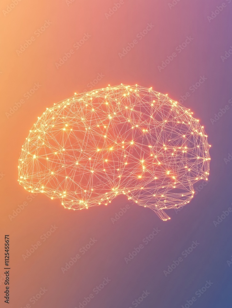 Poster A glowing representation of the brain is formed by small light points and lines, providing space for additional text or information. Generative AI