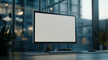 Fototapeta premium Modern Desktop Computer Blank Screen Office Setting