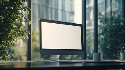 Fototapeta premium Modern Desktop Computer Screen Blank Display Office