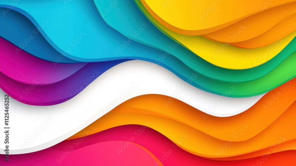 Poster vibrant, layered pattern of colorful, wavy lines, creating a dynamic and visually appealing abstract