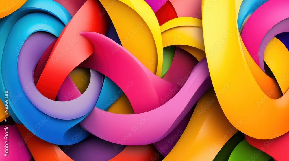 Poster vibrant, abstract design with colorful, swirling shapes that create a dynamic and energetic visual e